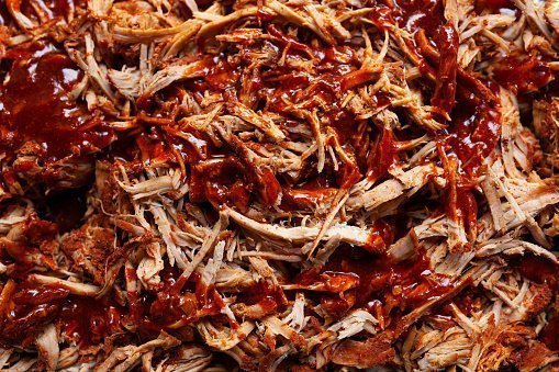 Homemade pulled pork with barbecue sauce 