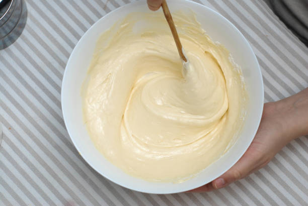 custard filling ready to be poured into tart shell