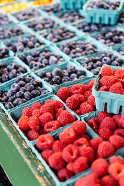 Raspberries and blueberries at Farmers Market