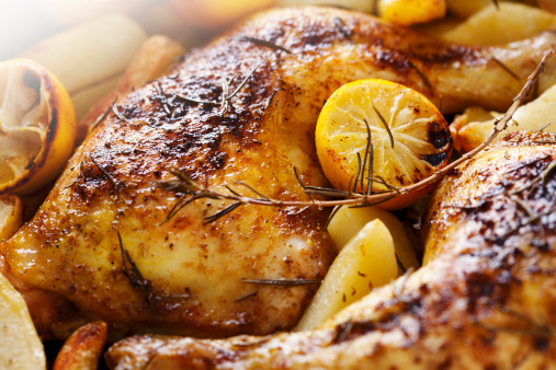 Chicken Roasted with lemons and potatoes