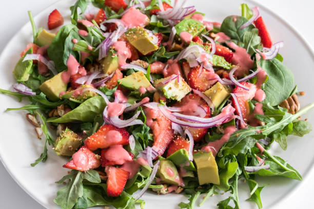 Strawberry Spinach salad with red wine vinegar 