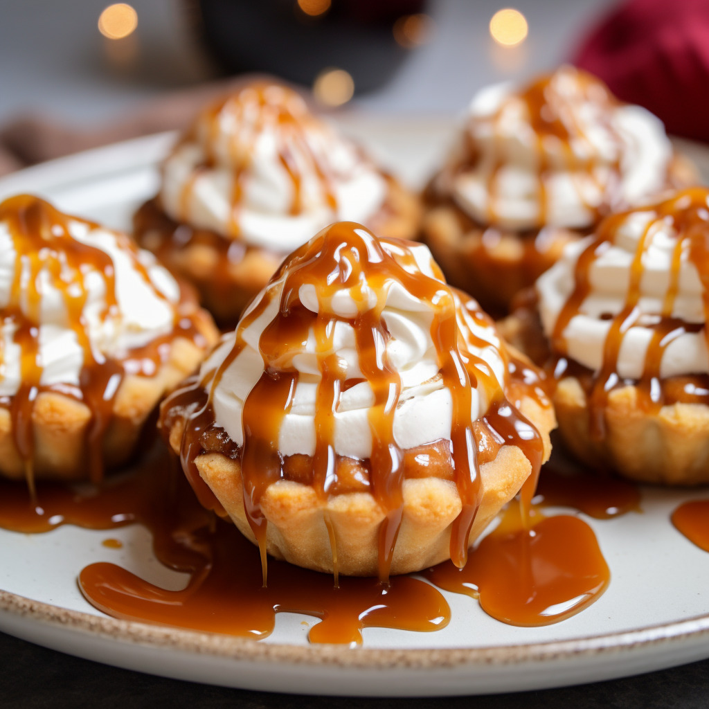 mini pumpkin pie with maple syrup drizzle