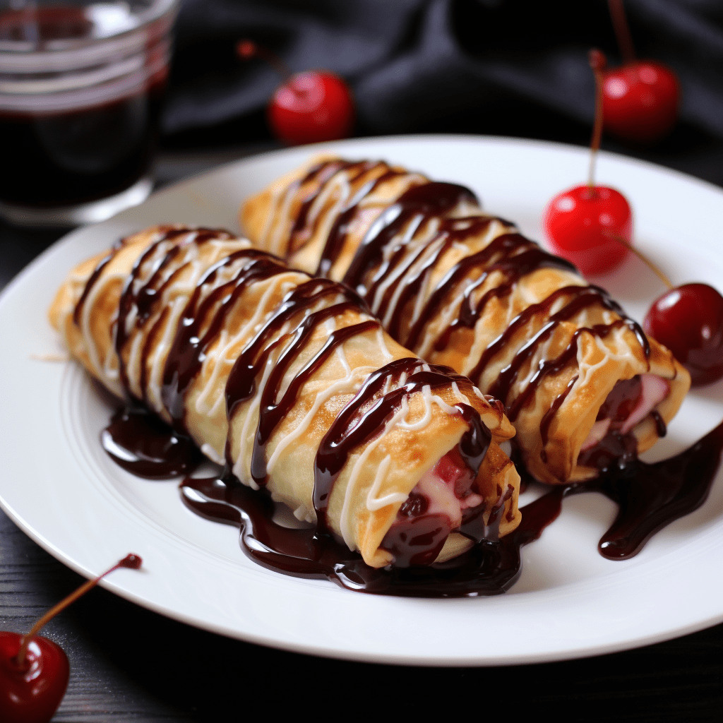 cherry cheesecake with chocolate drizzle